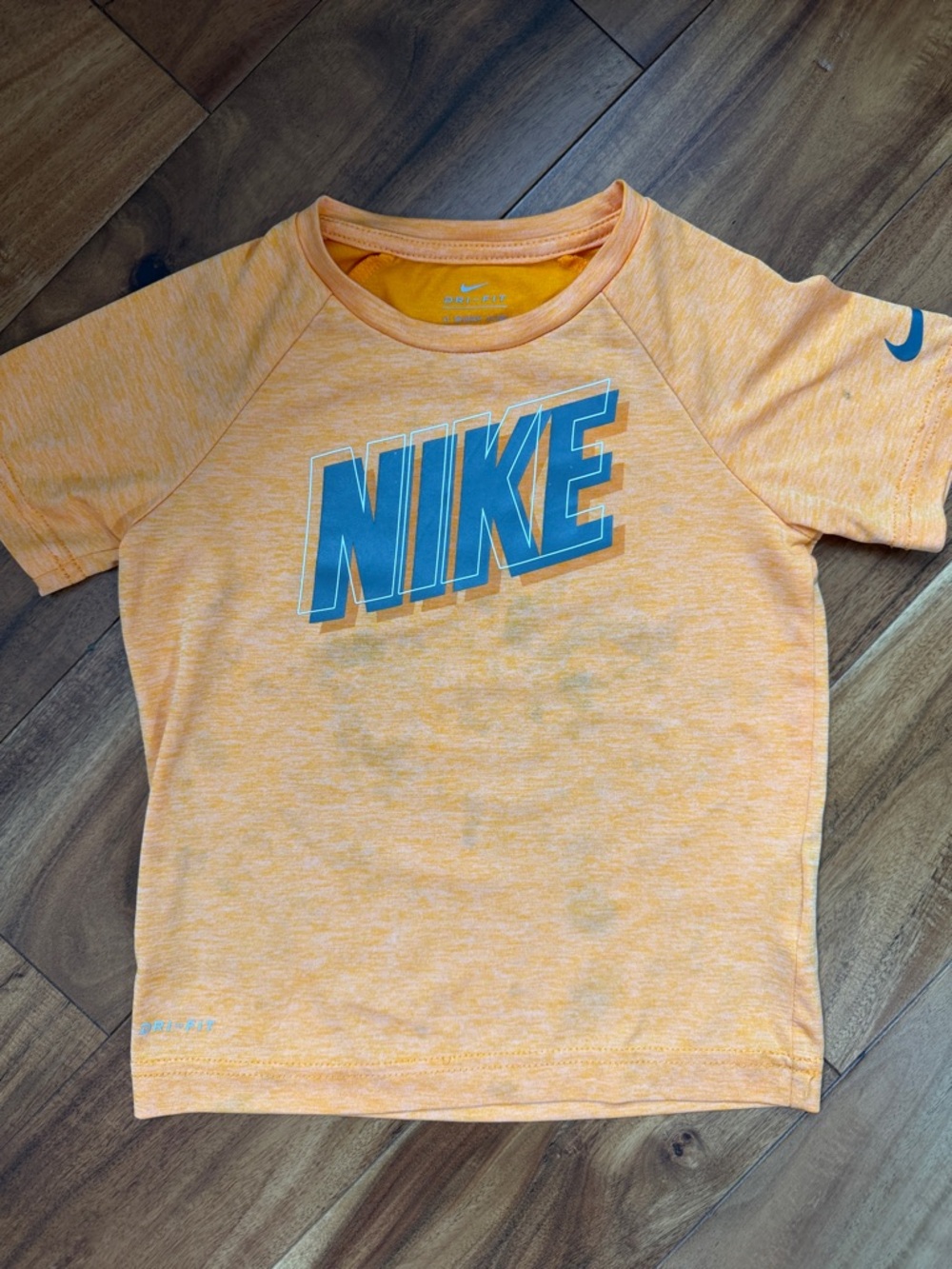 Nike Orange Heather Short Sleeve Tee with Blue Logo
